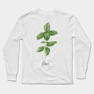 Basil herb painting Long Sleeve T-Shirt